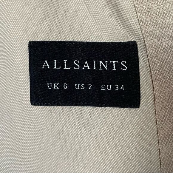 All Saints Aleida Rose Cream Tan Blazer Jacket Nude Oversized Size 2 - Picture 10 of 11